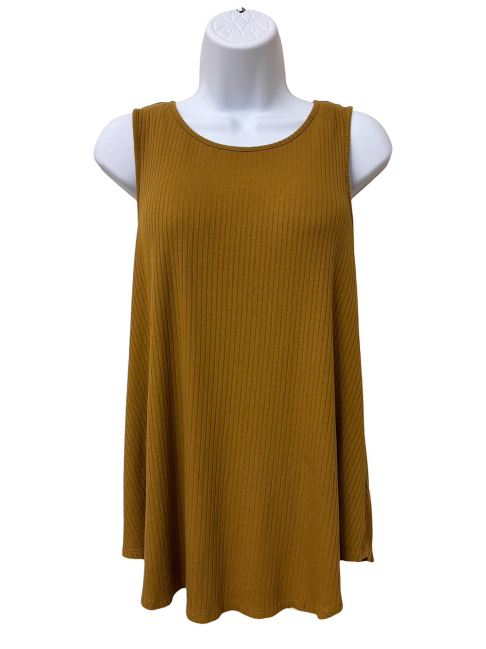 2 For $15 Old Navy Luxe Rib-Knit Swing Tank Top - Mustard Brown - Fit M-L